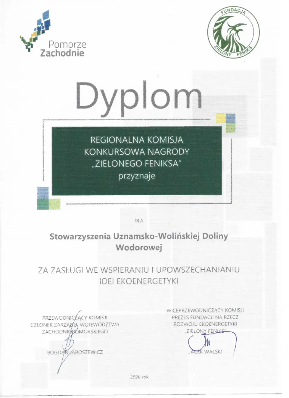 Dyplom zielony feniks